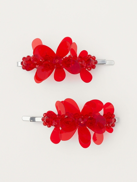 

H&M 2 Pack Red Decorated Hair Grips