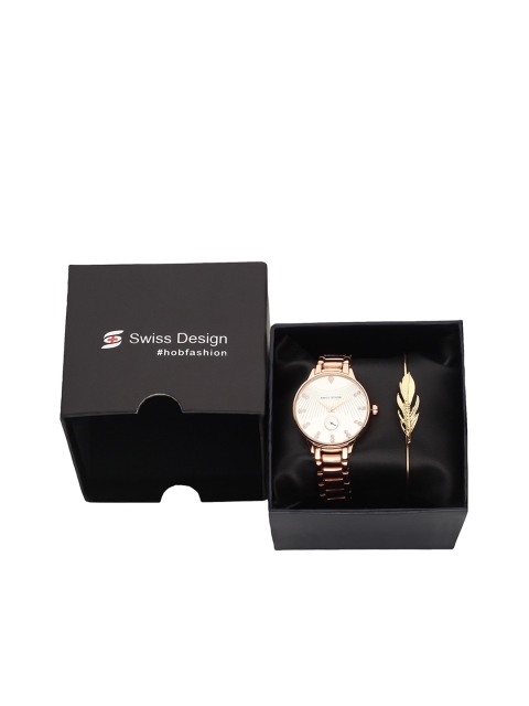 

Swiss Design Women Rose Gold-Toned Watch & Bracelet Gift Set SDWGift Set-24