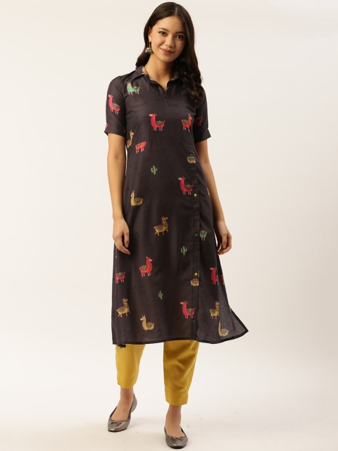 

shiloh Women Grey Embroidered Kurta