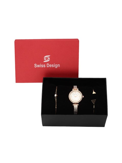 

Swiss Design Women Rose Gold-Toned & Gold-Toned Watch Gift Set SDWGift Set-76
