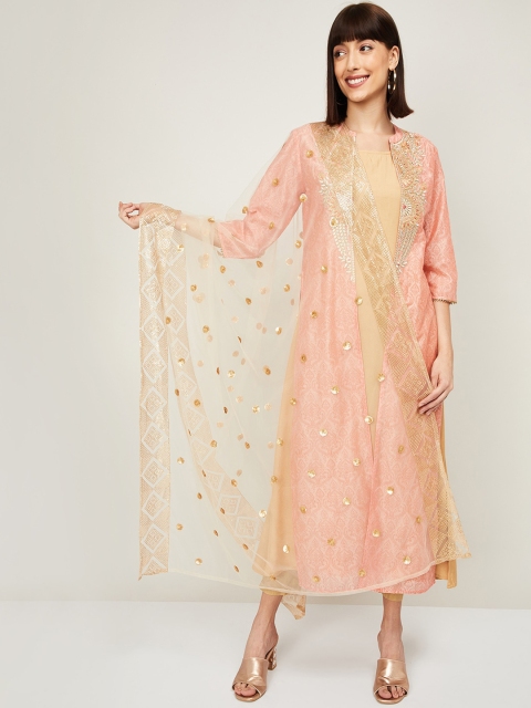 

Melange by Lifestyle Gold-Toned Embroidered Dupatta