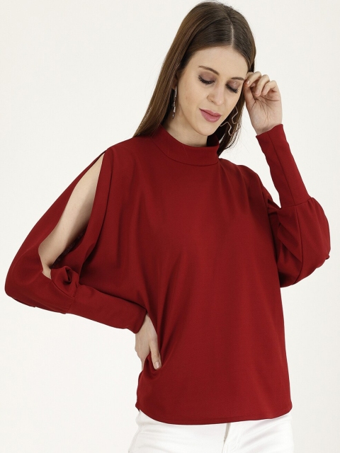 

Darzi Women Maroon Slit Sleeves Top