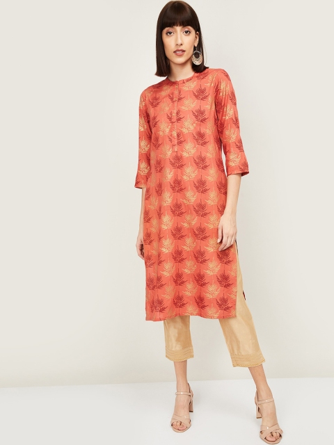 

Melange by Lifestyle Women Coral Floral Printed Kurta