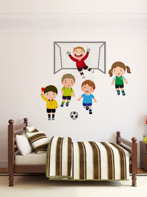 

rawpockets Red & Green Kids Play Football PVC Vinyl Wall Sticker