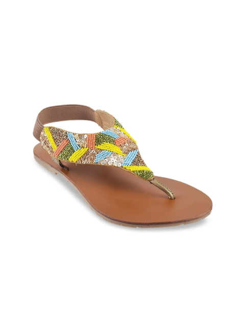 

Metro Women Multicoloured Embellished T-Strap Flats, Multi