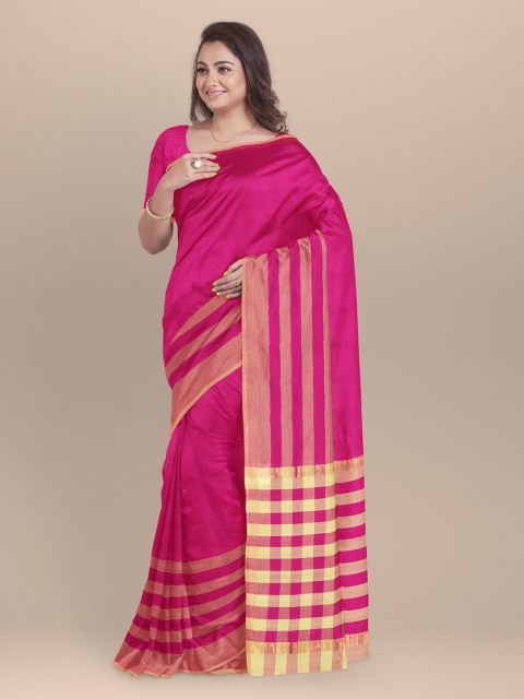 

APCO Pink Striped Pure Cotton Sustainable Saree