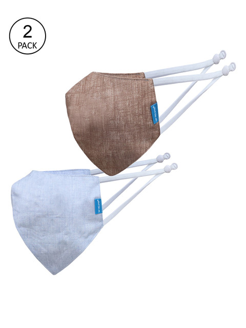 

Welspun Unisex Pack of 2 Solid 5-Ply Protective Outdoor Masks, Brown