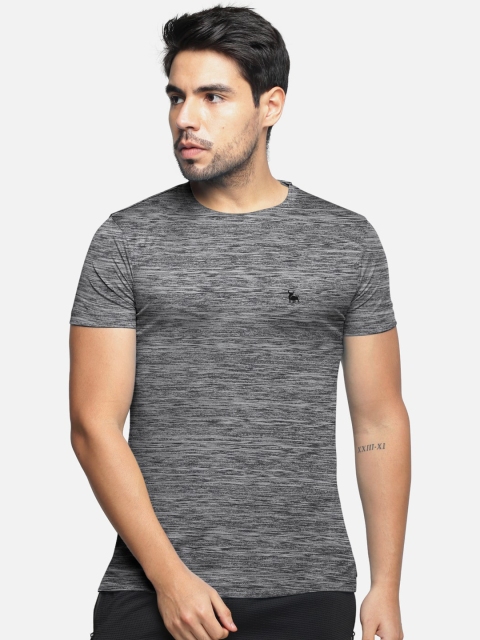 

BULLMER Men Grey Self Design Round Neck T-shirt