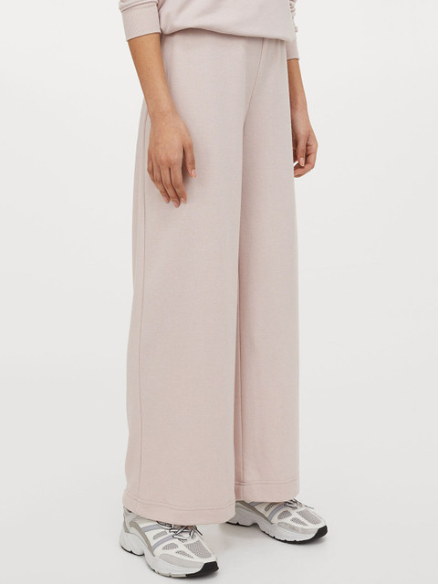 

H&M Women Pink Solid Straight Jersey Trousers