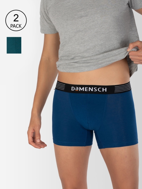 

DAMENSCH Men Pack Of 2 Solid Deodorizing Trunks DAM-CTS-T-PEB-IRB-PACK-2-MIX, Blue