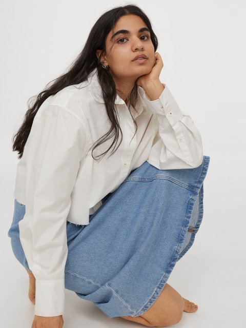 

H&M Women Blue Solid Knee-Length Denim Sustainable Skirt