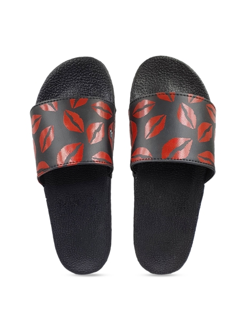 

Pampy Angel Women Black & Red Printed Sliders