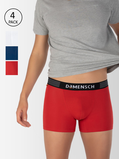 

DAMENSCH Men Pack Of 4 Deodorizing Trunks DAM-CTS-T-TYR-LW-PEB-SWB-PACK-4-MIX, Red