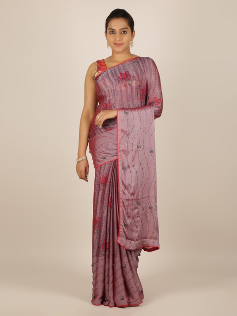 

Pothys Grey Printed Poly Chiffon Saree