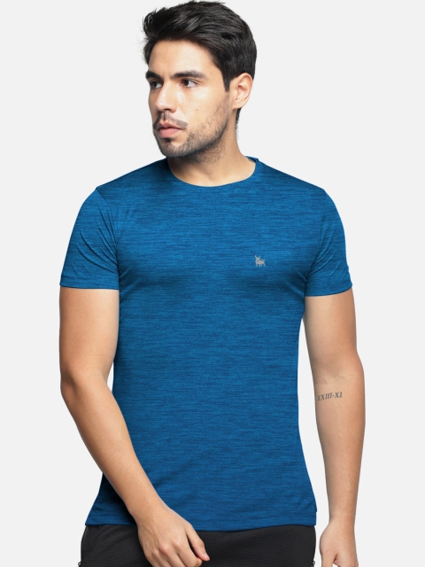 

BULLMER Men Blue Solid Round Neck Dri-Fit T-shirt