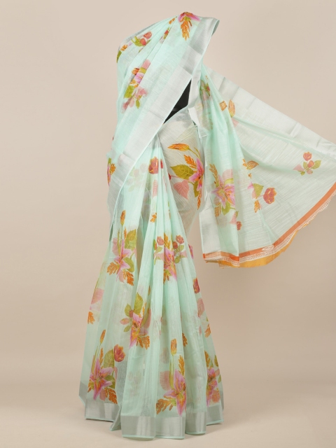 

Pothys Green Printed Jute Silk Saree