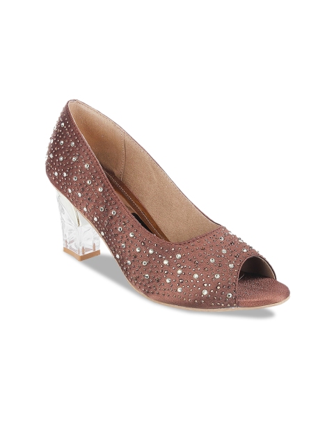 

Metro Women Brown Embellished Peep Toes