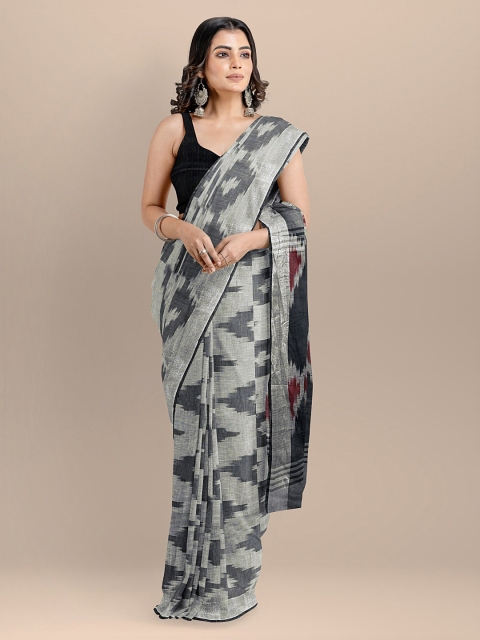 

BharatSthali Grey Pure Cotton Woven Design Ikat Saree