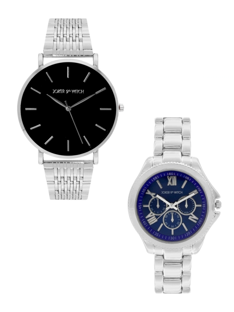 

JOKER & WITCH Blue & Silver-Toned Tony & Carmela Couple Watch Set-JWCW139