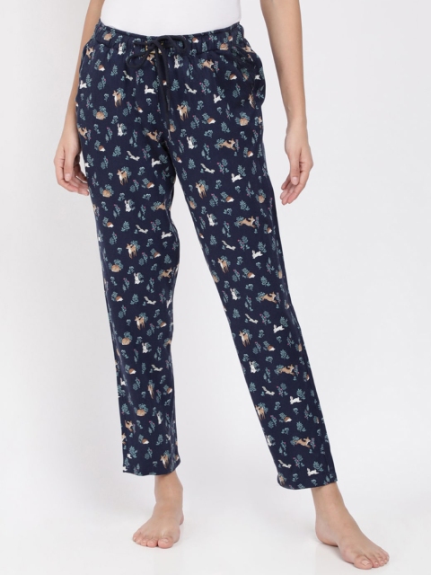 

Bene Kleed Women Navy Blue & Beige Printed Anti-Microbial Lounge Pants