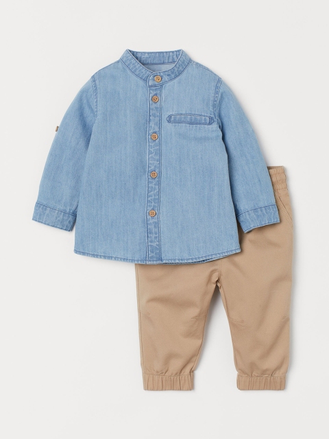 

H&M Boys 2-piece Blue & Beige Cotton Clothing Set