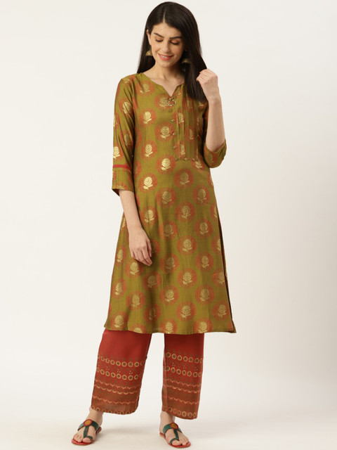 

shiloh Women Green Ethnic Motifs Kurta