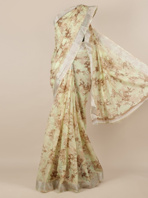 

Pothys Green Printed Jute Silk Saree