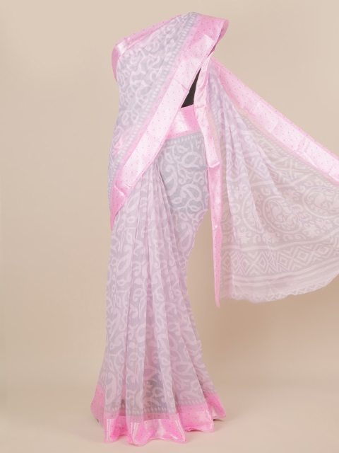 

Pothys Pink Printed Jute Silk Saree
