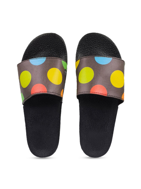 

Pampy Angel Women Grey & Yellow Polka Dot Printed Sliders