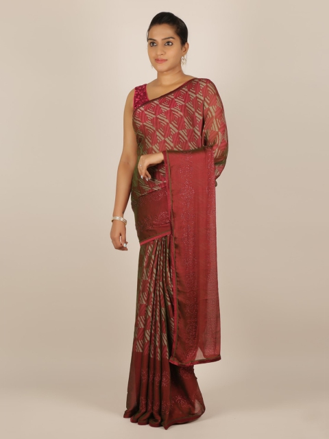 

Pothys Brown Checked Poly Chiffon Saree