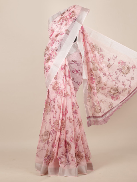 

Pothys Pink Printed Jute Silk Saree