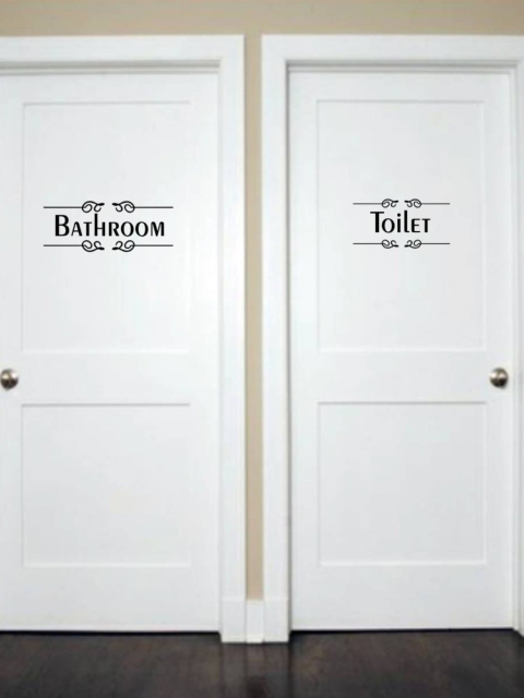 

rawpockets Black Toilet and Bathroom Sign PVC Wall Stickers