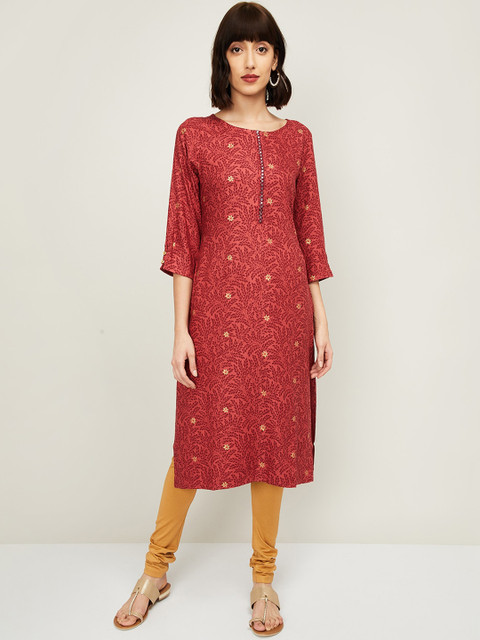 

Melange by Lifestyle Women Red Floral Printed Kurta