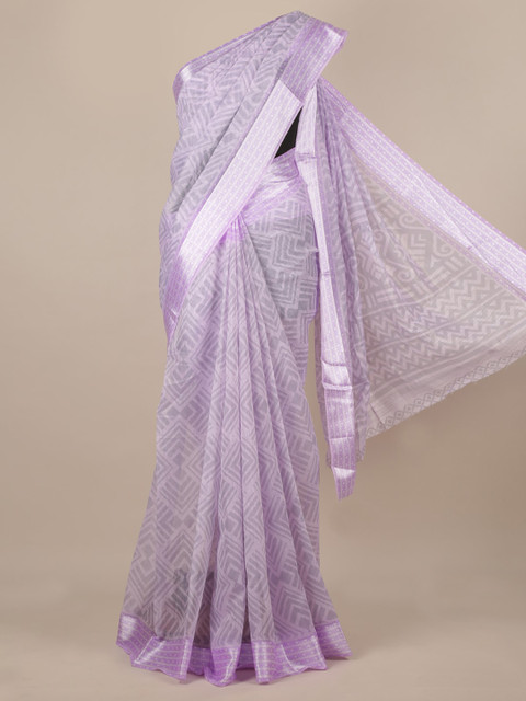 

Pothys Lavender & Green Jute Silk Printed Saree
