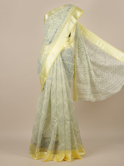 

Pothys Yellow & Grey Jute Silk Woven Design Saree