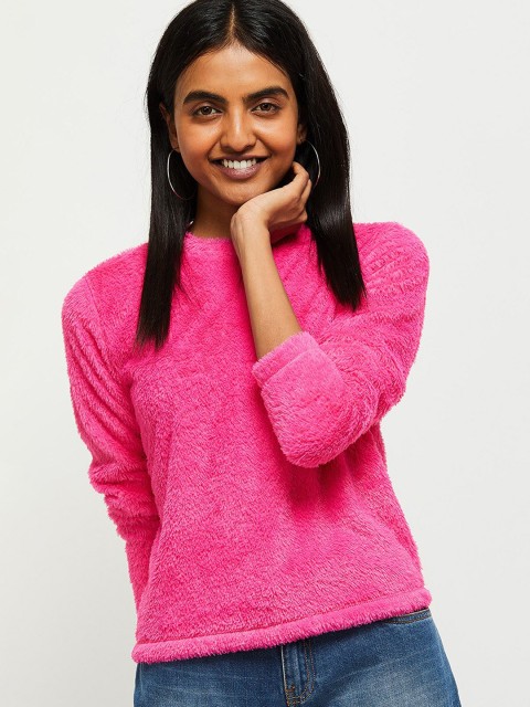 

max Women Fuchsia Solid Pullover Sweater