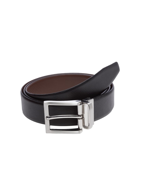 

WELBAWT Men Black & Brown Textured Leather Slim Reversible Belt
