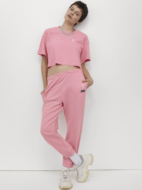 

H&M Women Pink Solid Wide Jersey Crop Top