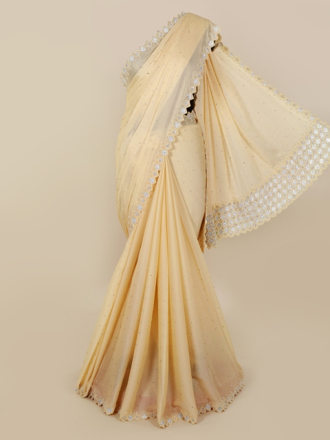 

Pothys Cream-Coloured Embellished Pure Georgette Saree