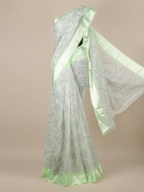 

Pothys Green Printed Jute Silk Saree