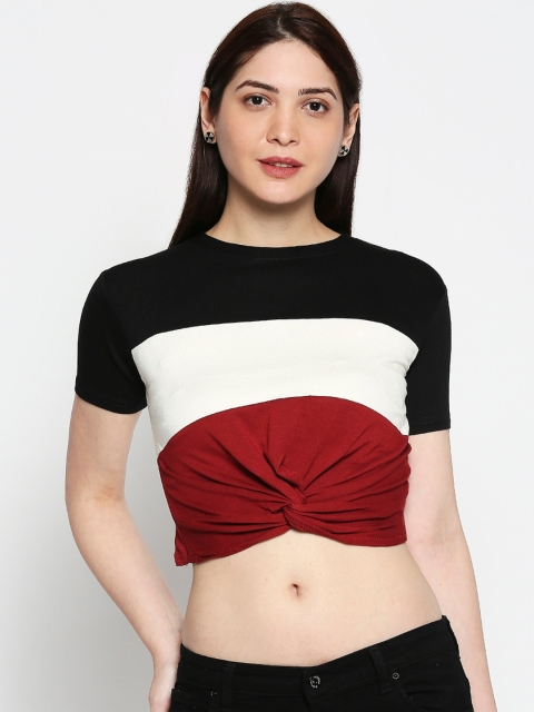 

AMMARZO Maroon Colourblocked Crop Top