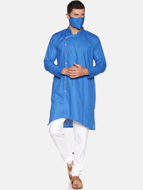

Sethukrishna Men Blue White Solid Kurta with Pyjamas