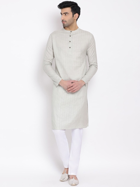 

DEVOILER Men Grey Straight Kurta
