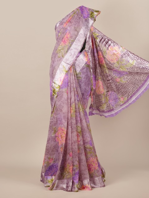 

Pothys Purple Printed Jute Silk Saree
