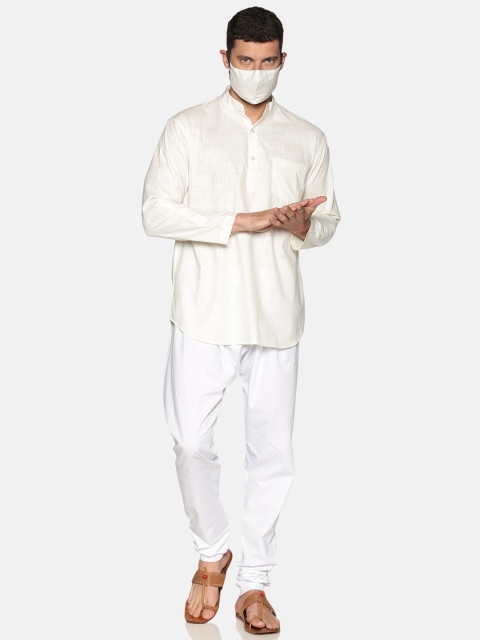 

Sethukrishna Men Cream-Coloured White Solid Kurta Pyjamas
