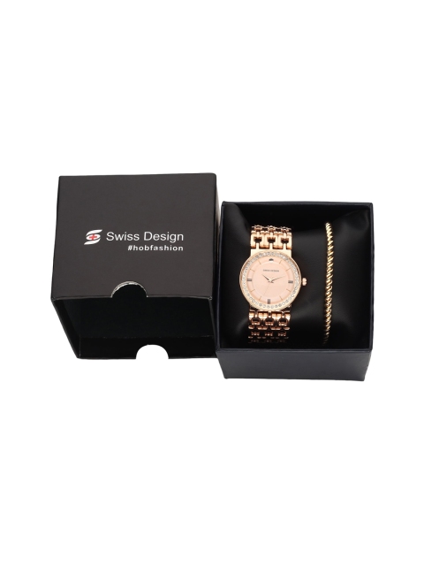 

Swiss Design Women Rose Gold-Toned & Beige Watch & Jewellery Gift Set SDWGift Set-7