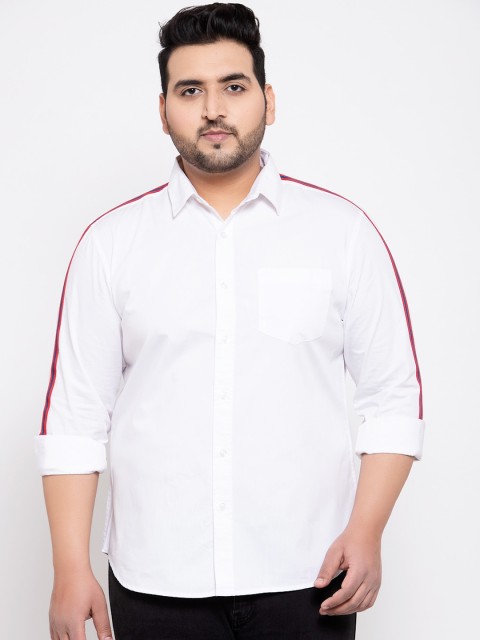 

plusS Men White Regular Fit Solid Casual Shirt