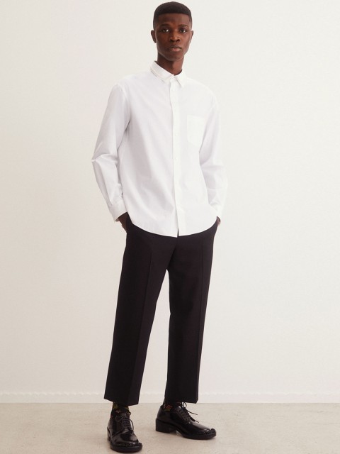 

H&M Men White Solid Cotton shirt