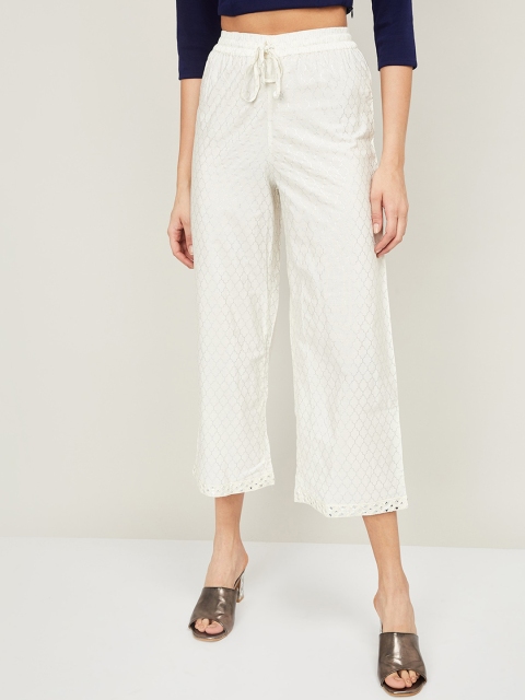 

Melange by Lifestyle Women Off-White Regular Fit Striped Parallel Trousers