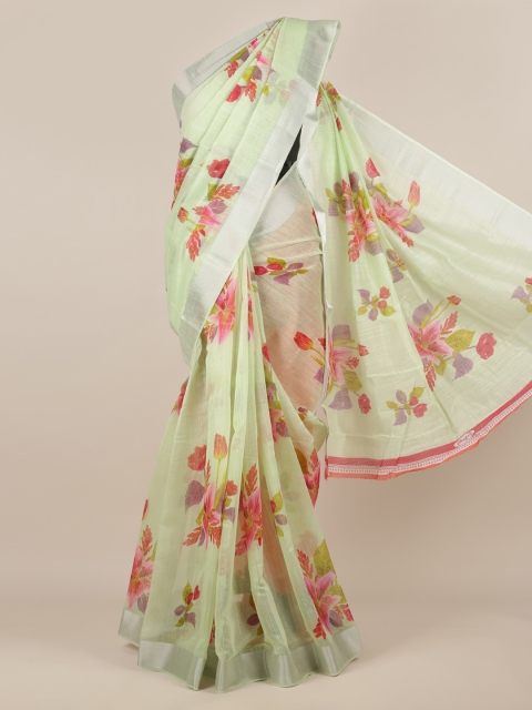 

Pothys Green Printed Jute Silk Saree